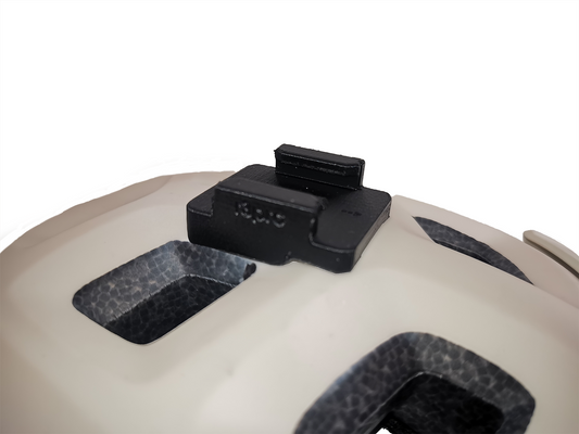 r3pro Top Mount for Met Terranova Helmets, white background, quick release version, close up