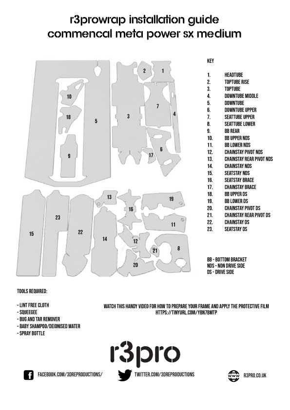 Frame wrap for Commencal Meta Power SX 2020 - r3pro