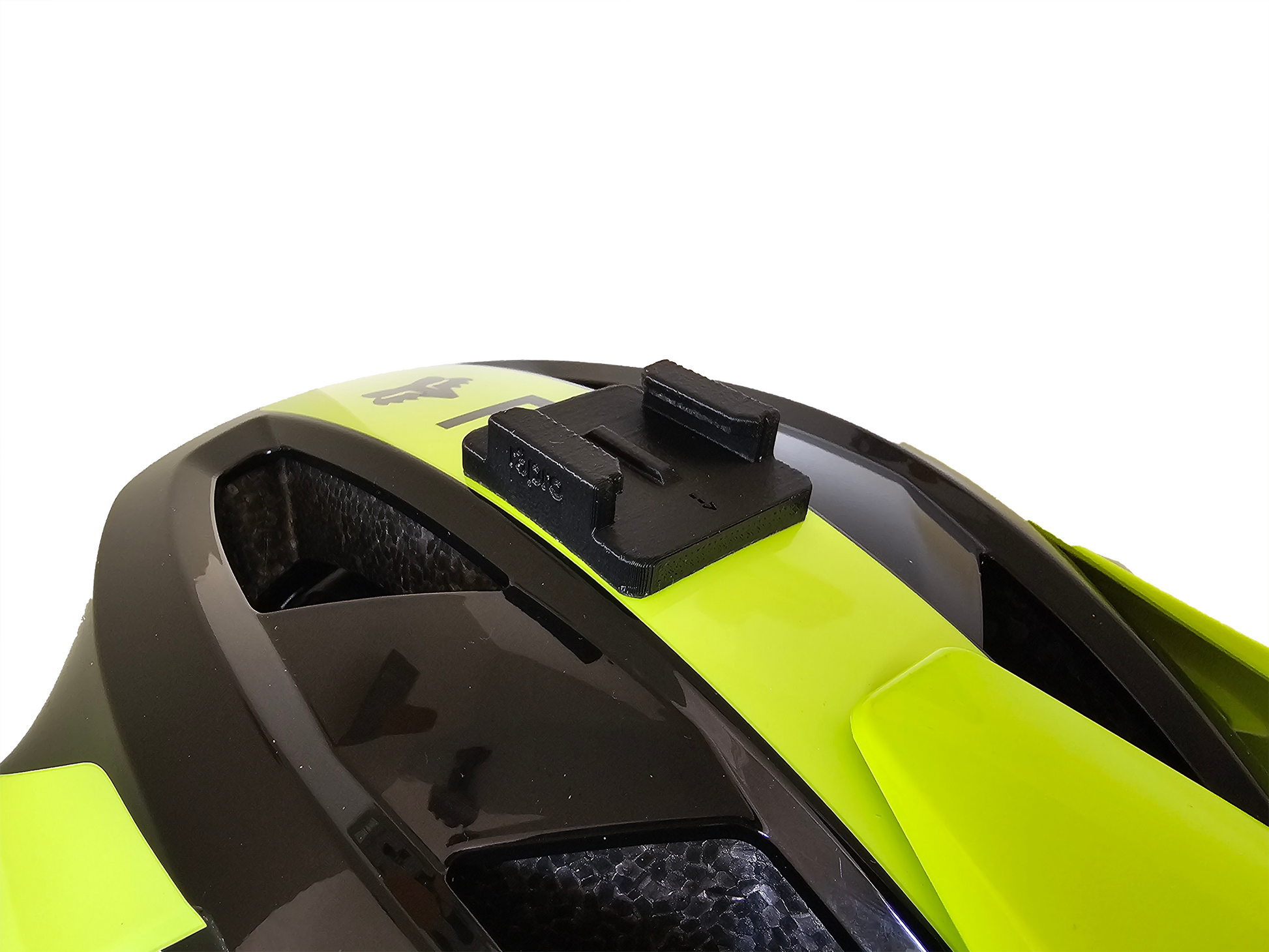 r3pro Top Mount for Fox Rampage 2024 Helmets, white background, triple prong version, close up