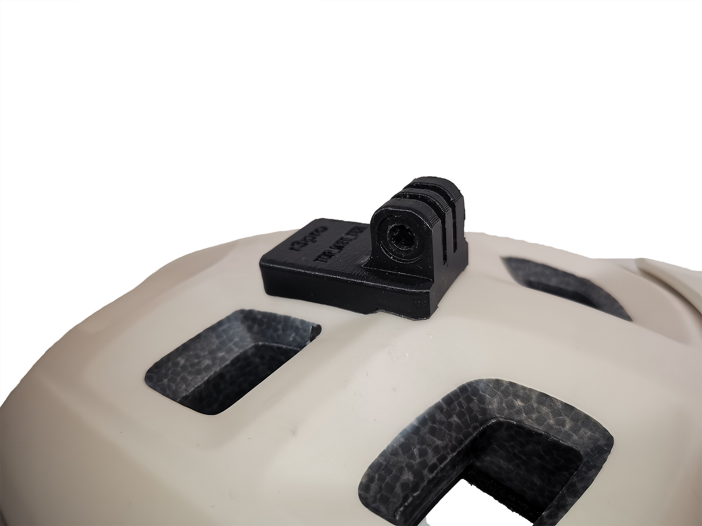 r3pro Top Mount for Met Terranova Helmets, white background, triple prong, close up
