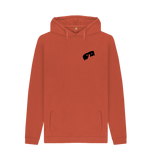 Rust Men's Hoodie with HairyBobs Cave and Skate the Northbay Design