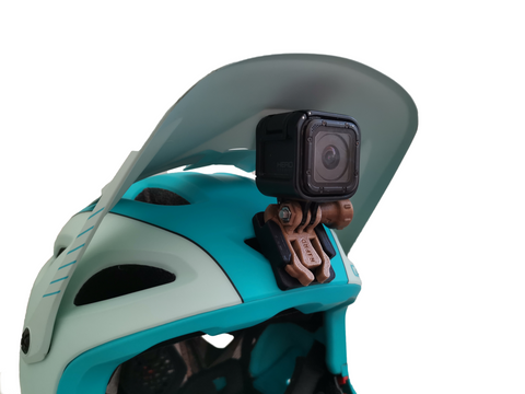 Attach a camera to the underside of your mountain bike helmets visor